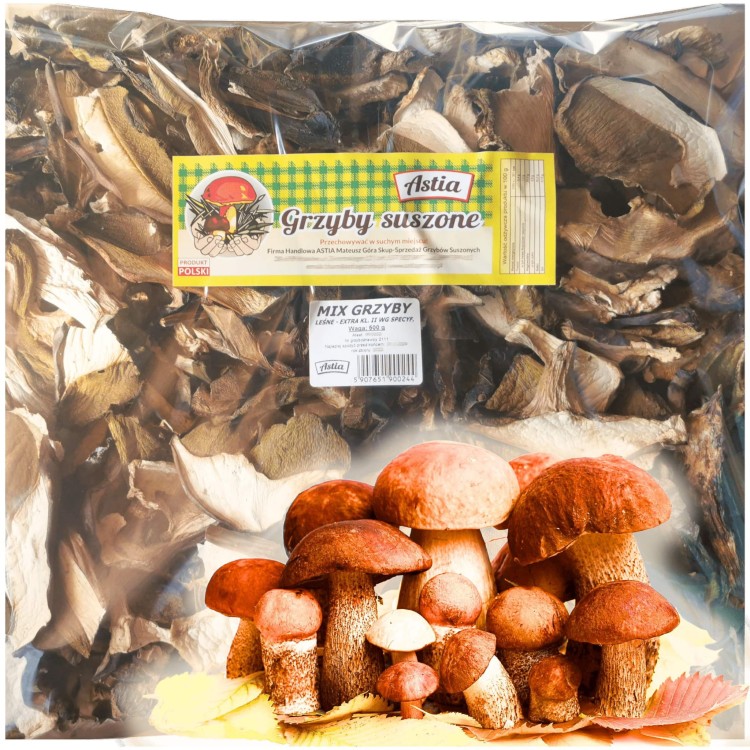 Grzyby Leśne Suszone Krojone Mix 1 kg
